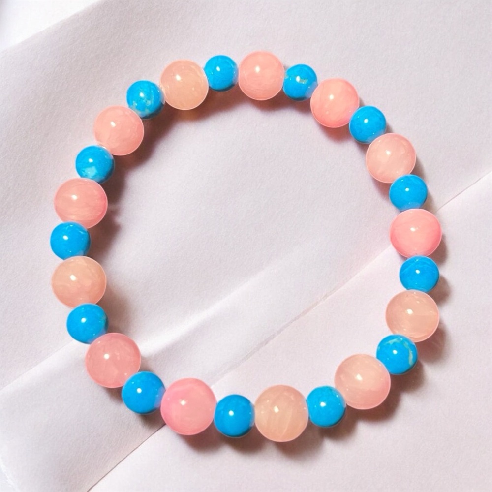 Women’s African Turquoise and Pink Beaded Bracelet